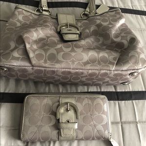 Silver Coach Purse and wallet to match